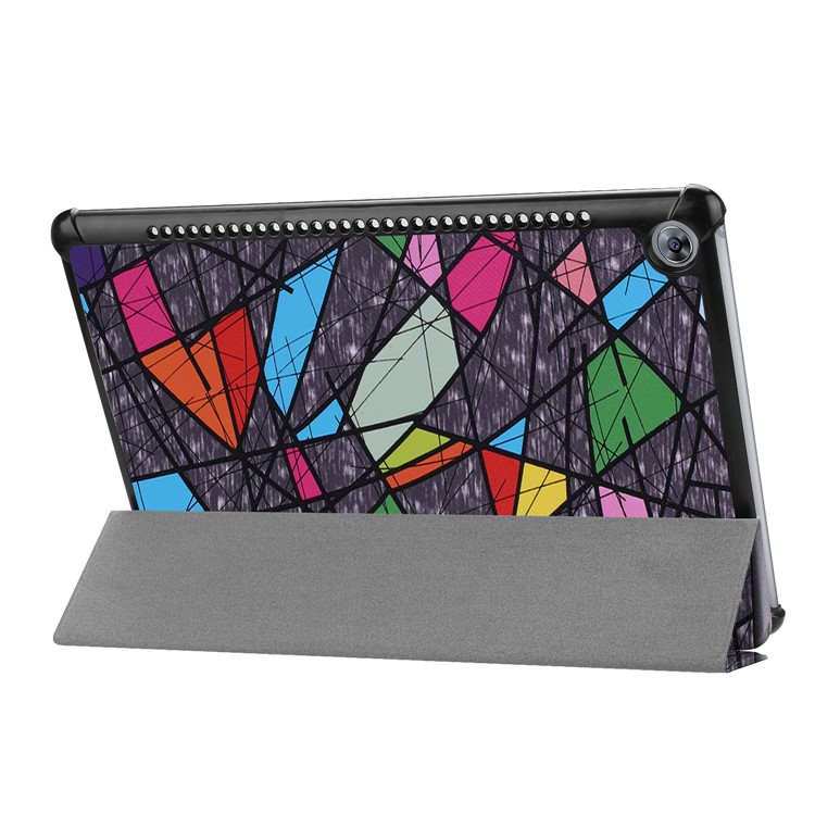 Pattern Printing Tri-fold Stand Leather Protection Case for Huawei MediaPad M5 10 / M5 10 (Pro) - Geometric Pattern-6