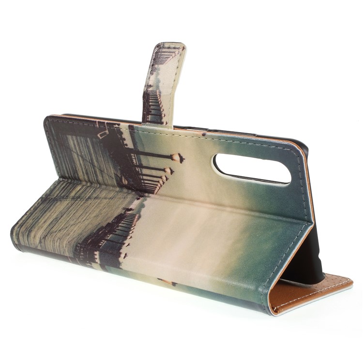 For Huawei P20 Pro Pattern Printing PU Leather Wallet Mobile Casing with Stand - Dock at Sunset-5