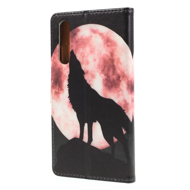 Pattern Printing PU Leather Wallet Phone Cover for Huawei P20 - Wolf Howling at the Moon-2