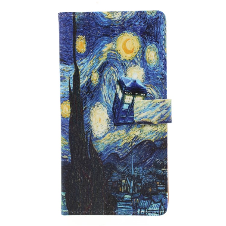 Pattern Printing PU Leather Wallet Phone Shell for Huawei P20 - The Starry Night-3