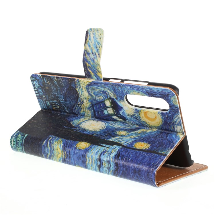 Pattern Printing PU Leather Wallet Phone Shell for Huawei P20 - The Starry Night-5