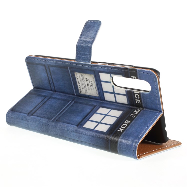 Pattern Printing PU Leather Wallet Phone Casing Cover for Huawei P20 - Police Public Call Box-5