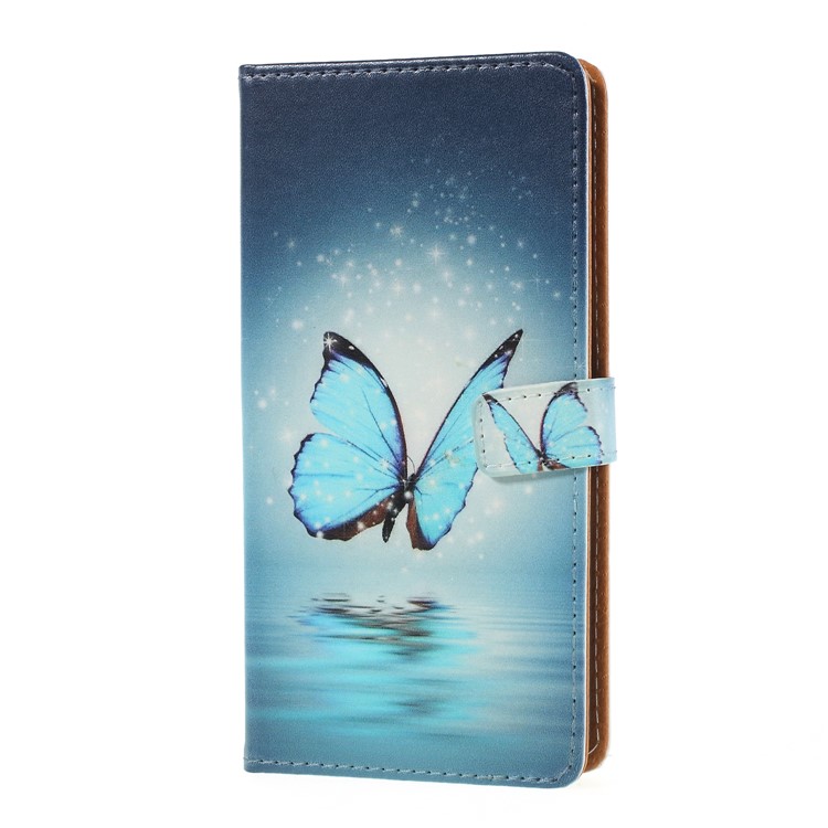 Pattern Printing PU Leather Wallet Mobile Cover for Huawei P20 - Butterfly on Lake-1