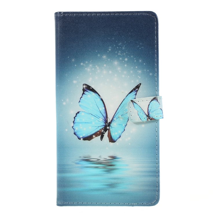 Pattern Printing PU Leather Wallet Mobile Cover for Huawei P20 - Butterfly on Lake-3