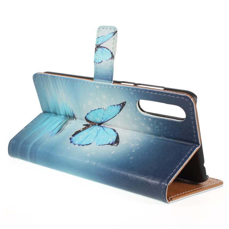 Pattern Printing PU Leather Wallet Mobile Cover for Huawei P20 - Butterfly on Lake-5