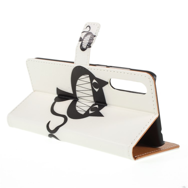 Pattern Printing PU Leather Wallet Mobile Phone Case for Huawei P20 - Cartoon Cat-5