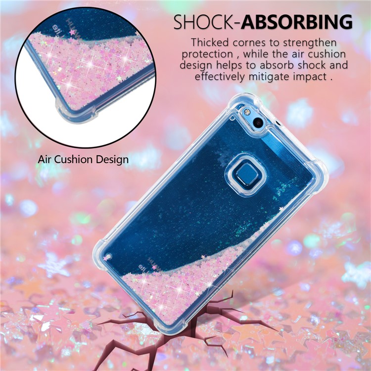 Dynamic Glitter Powder Sequins TPU Shockproof Cover for Huawei P10 Lite - Pink-6