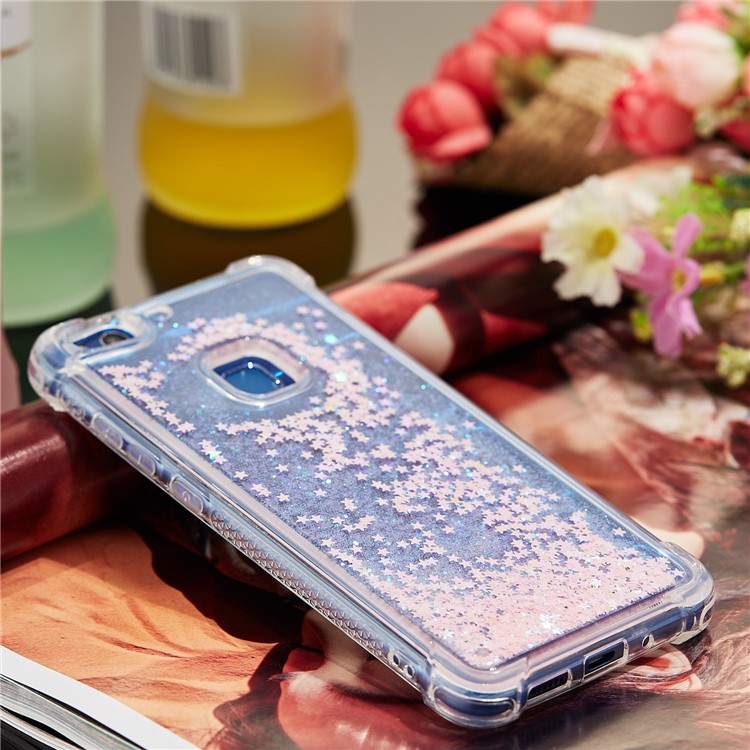 Dynamic Glitter Powder Sequins TPU Shockproof Cover for Huawei P10 Lite - Pink-7