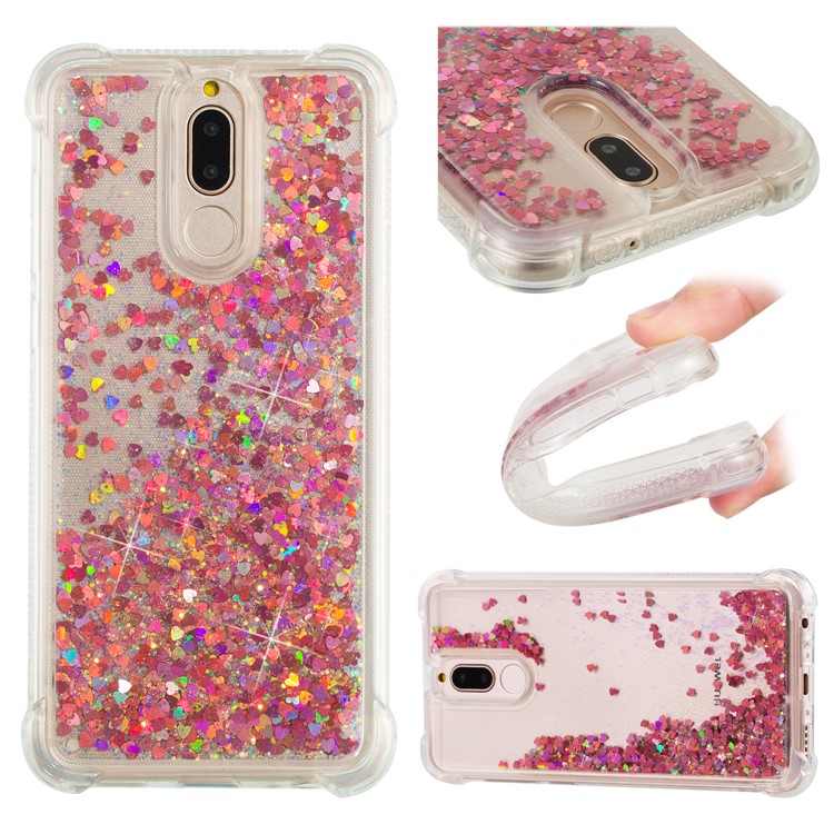 Dynamic Glitter Powder Sequins Shockproof TPU Back Case for Huawei Mate 10 Lite / nova 2i (India) - Red-1