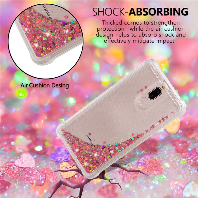 Dynamic Glitter Powder Sequins Shockproof TPU Back Case for Huawei Mate 10 Lite / nova 2i (India) - Red-6