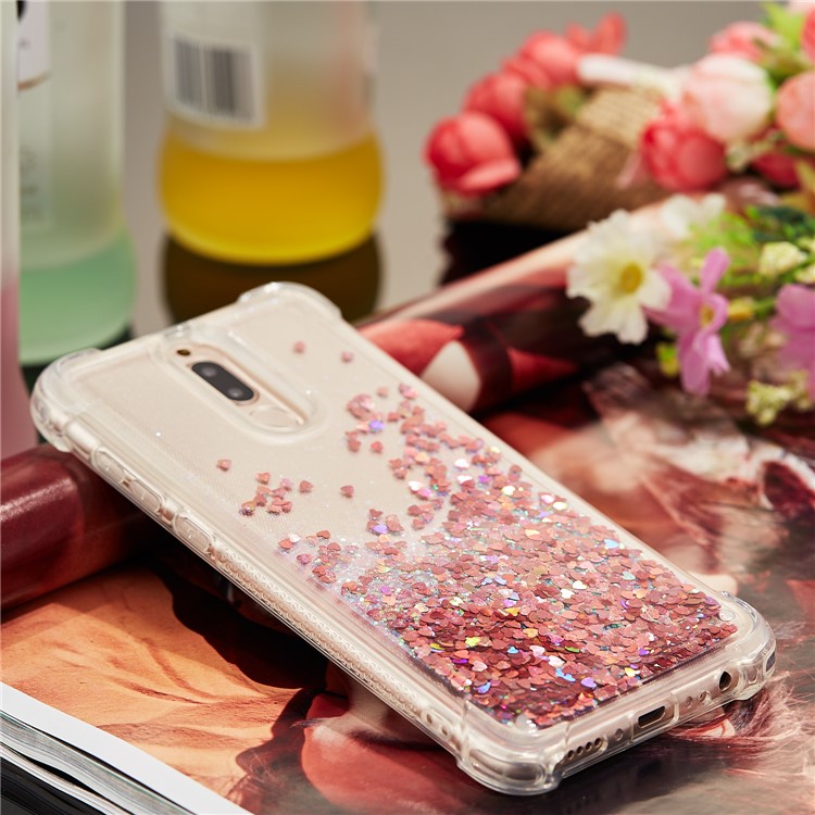 Dynamic Glitter Powder Sequins Shockproof TPU Back Case for Huawei Mate 10 Lite / nova 2i (India) - Red-8