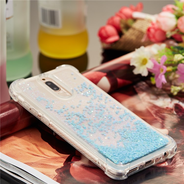 Dynamic Glitter Powder Sequins Shockproof TPU Cover Case for Huawei Mate 10 Lite / Honor 9i (India) - Baby Blue-9