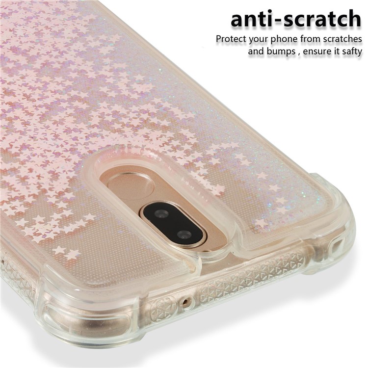 Dynamic Glitter Powder Sequins Shockproof TPU Phone Casing for Huawei Mate 10 Lite / Maimang 6 - Pink-3