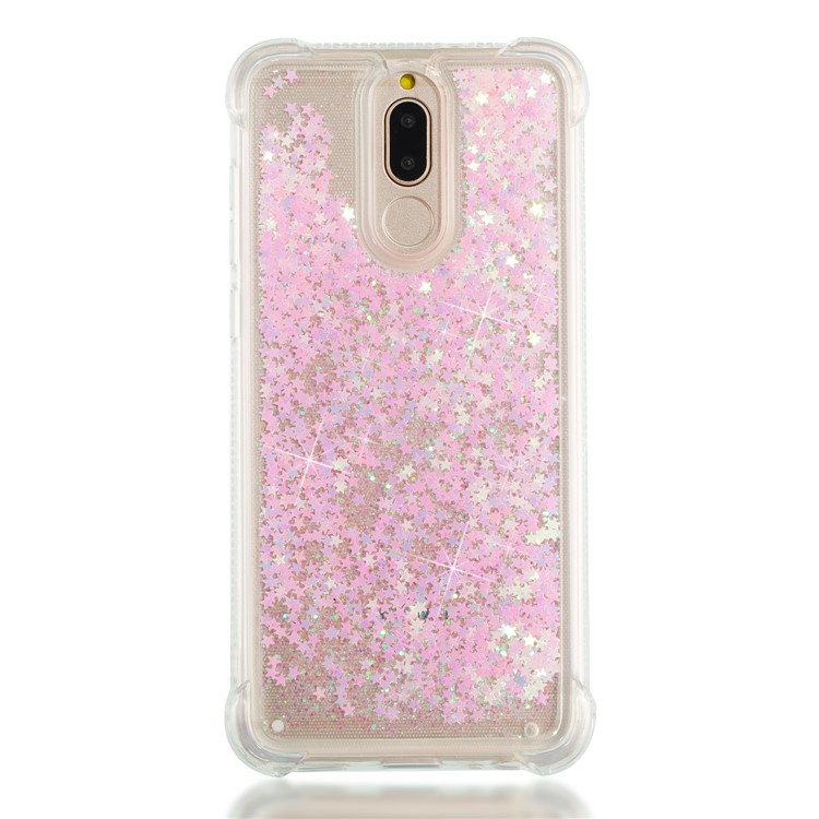 Dynamic Glitter Powder Sequins Shockproof TPU Phone Casing for Huawei Mate 10 Lite / Maimang 6 - Pink-4