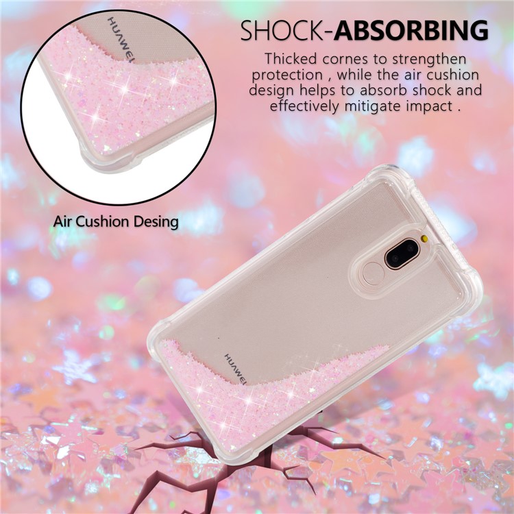 Dynamic Glitter Powder Sequins Shockproof TPU Phone Casing for Huawei Mate 10 Lite / Maimang 6 - Pink-6