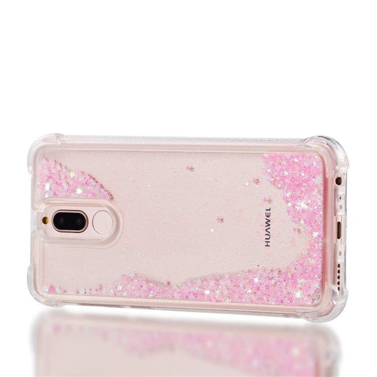 Dynamic Glitter Powder Sequins Shockproof TPU Phone Casing for Huawei Mate 10 Lite / Maimang 6 - Pink-8