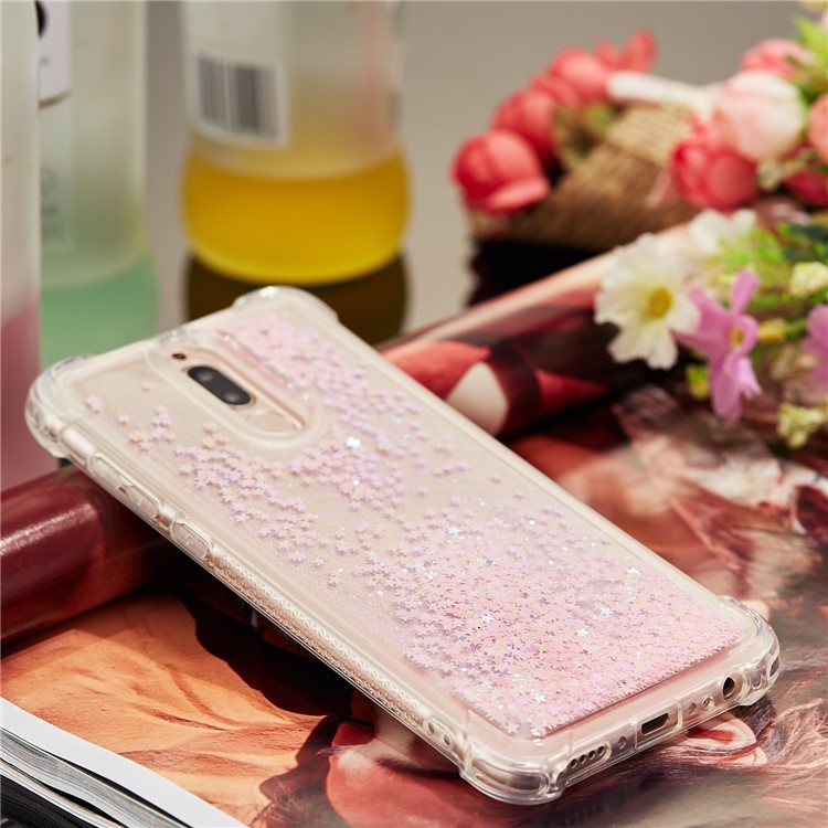 Dynamic Glitter Powder Sequins Shockproof TPU Phone Casing for Huawei Mate 10 Lite / Maimang 6 - Pink-9