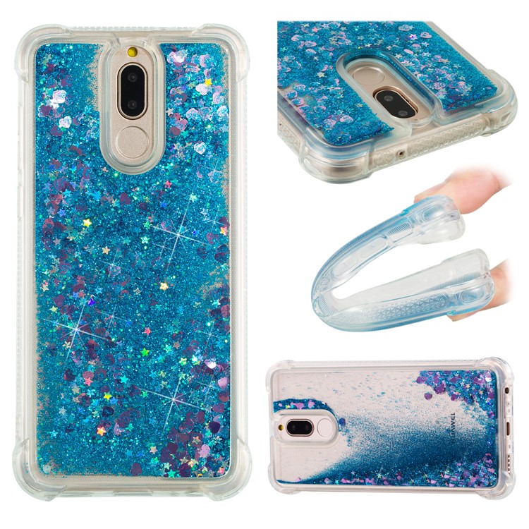 Dynamic Glitter Powder Sequins Shockproof TPU Mobile Shell for Huawei Mate 10 Lite / nova 2i - Dark Blue-1