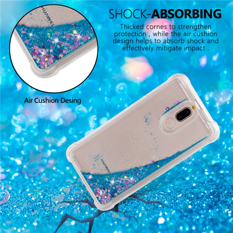 Dynamic Glitter Powder Sequins Shockproof TPU Mobile Shell for Huawei Mate 10 Lite / nova 2i - Dark Blue-6