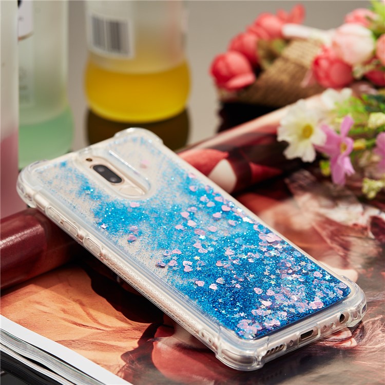 Dynamic Glitter Powder Sequins Shockproof TPU Mobile Shell for Huawei Mate 10 Lite / nova 2i - Dark Blue-8