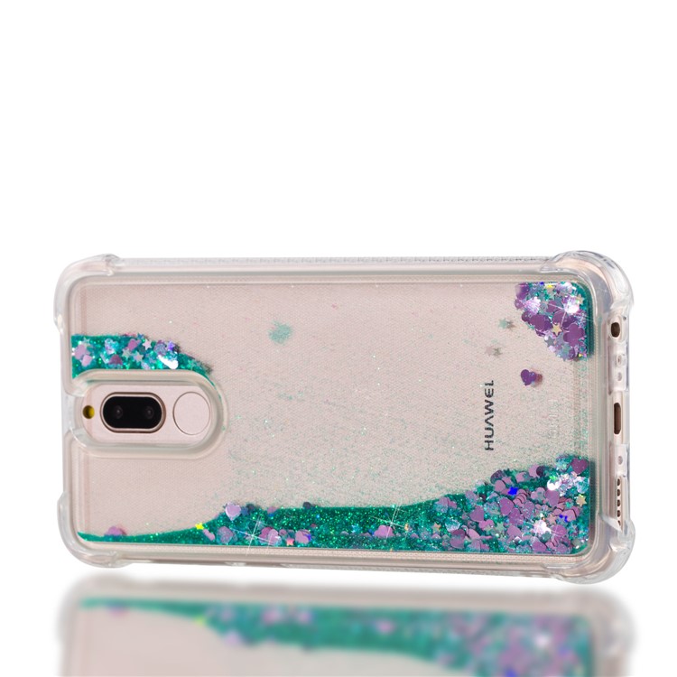 Dynamic Glitter Powder Sequins Shockproof TPU Back Cover Case for Huawei Mate 10 Lite / Honor 9i (India) - Cyan-6