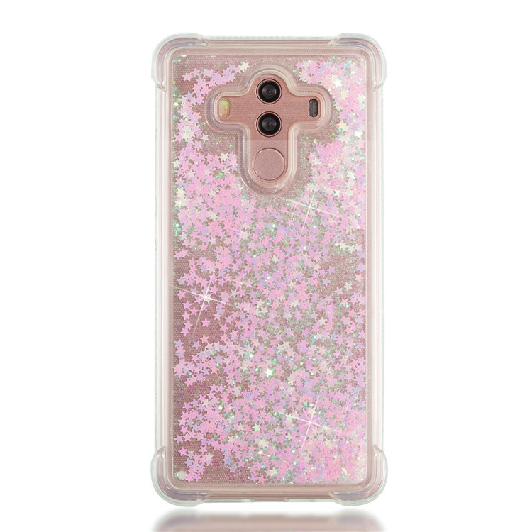 Dynamic Glitter Powder Sequins Shockproof TPU Phone Casing for Huawei Mate 10 Pro - Pink-2