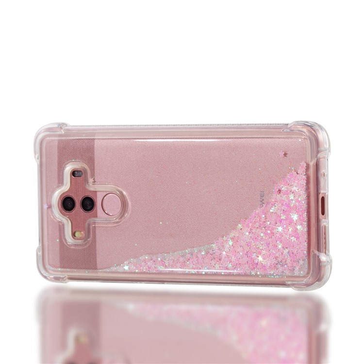 Dynamic Glitter Powder Sequins Shockproof TPU Phone Casing for Huawei Mate 10 Pro - Pink-5