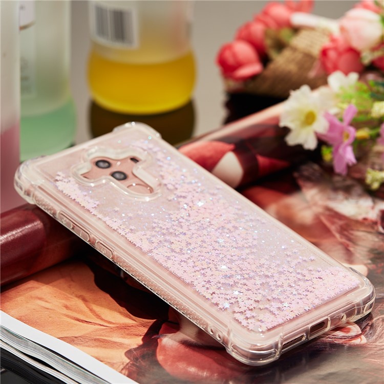 Dynamic Glitter Powder Sequins Shockproof TPU Phone Casing for Huawei Mate 10 Pro - Pink-6