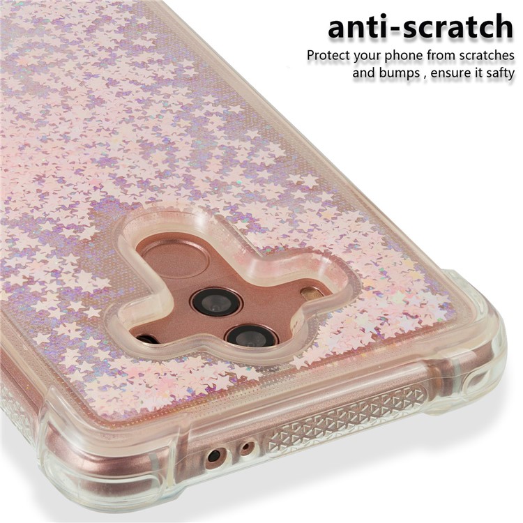 Dynamic Glitter Powder Sequins Shockproof TPU Phone Casing for Huawei Mate 10 Pro - Pink-8