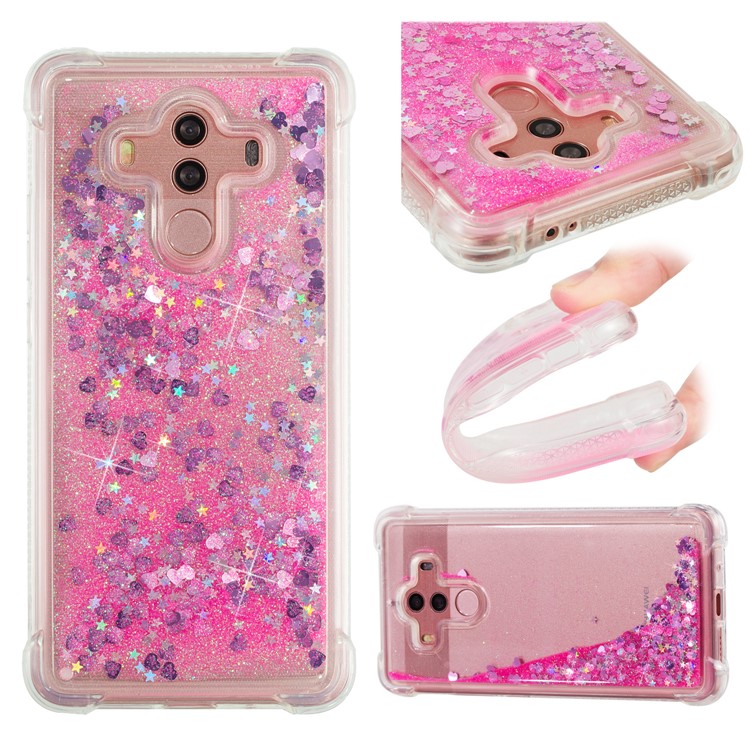 Dynamic Glitter Powder Sequins Shockproof TPU Cover for Huawei Mate 10 Pro - Rose-1