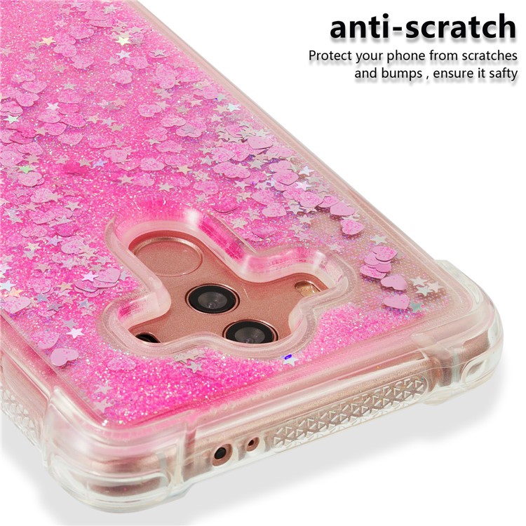Dynamic Glitter Powder Sequins Shockproof TPU Cover for Huawei Mate 10 Pro - Rose-3