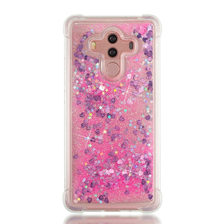 Dynamic Glitter Powder Sequins Shockproof TPU Cover for Huawei Mate 10 Pro - Rose-4