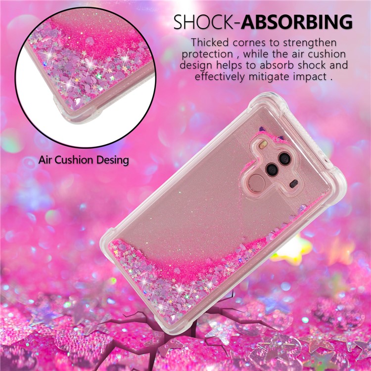 Dynamic Glitter Powder Sequins Shockproof TPU Cover for Huawei Mate 10 Pro - Rose-6