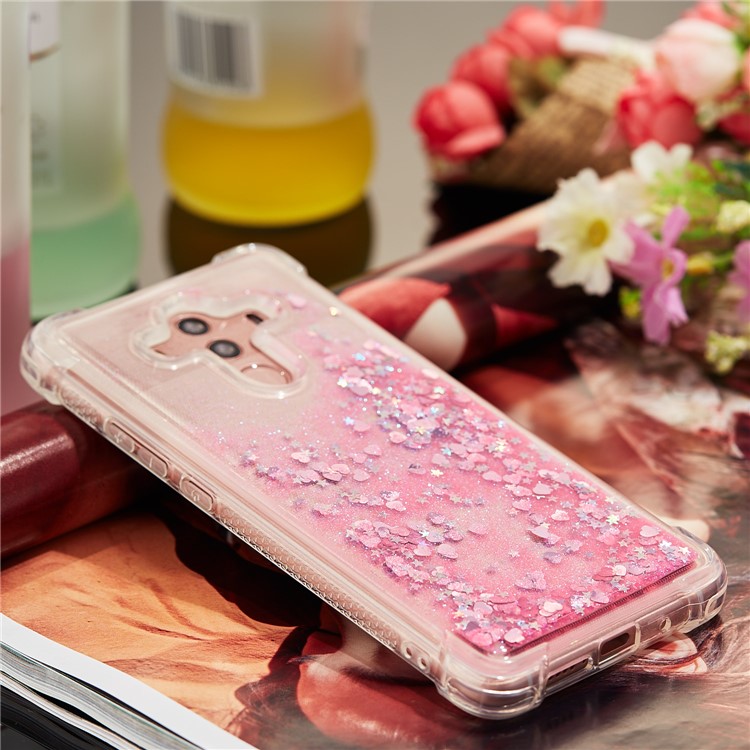 Dynamic Glitter Powder Sequins Shockproof TPU Cover for Huawei Mate 10 Pro - Rose-8