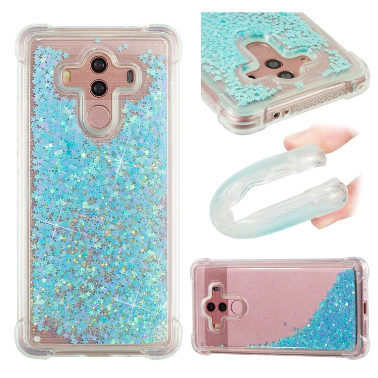 For Huawei Mate 10 Pro Dynamic Glitter Powder Sequins Shockproof Soft TPU Phone Case - Baby Blue-1