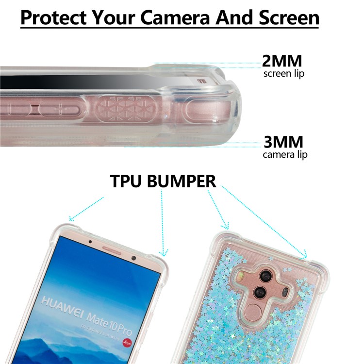 For Huawei Mate 10 Pro Dynamic Glitter Powder Sequins Shockproof Soft TPU Phone Case - Baby Blue-2
