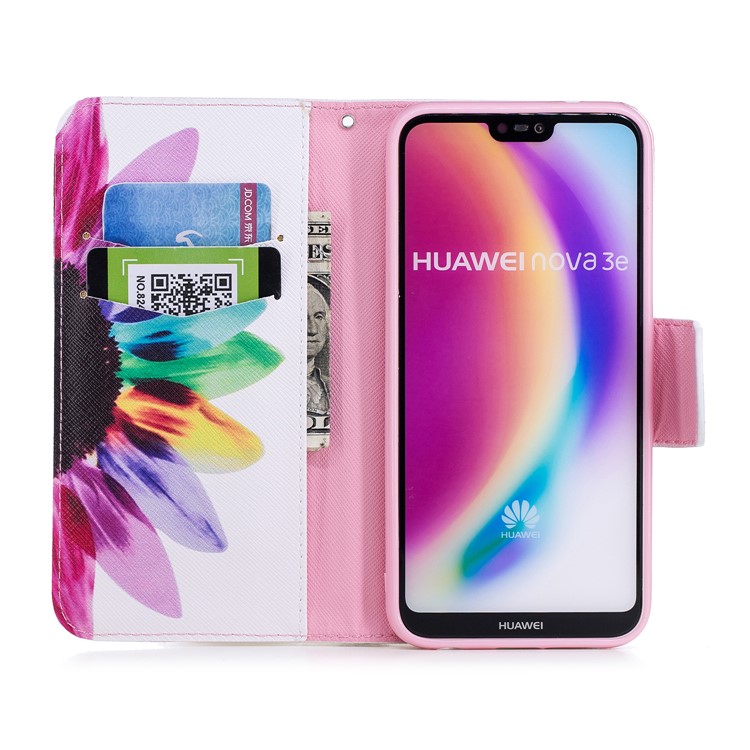 Patterned PU Leather Wallet Protection Case for Huawei P20 Lite / Nova 3e (China) - Colorful Petals-8
