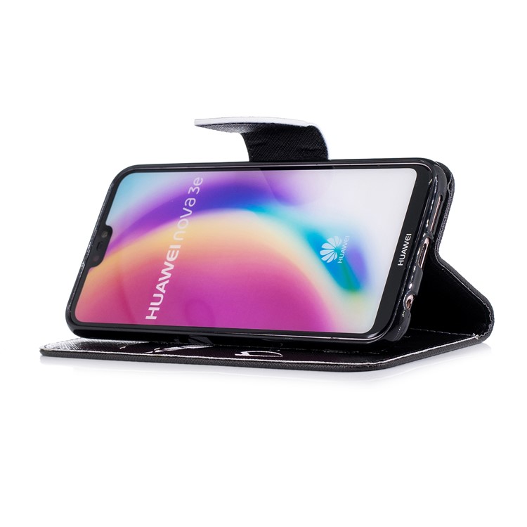 Patterned PU Leather Wallet Stand Protective Phone Casing for Huawei P20 Lite / Nova 3e (China) - Do not Touch My Phone-5