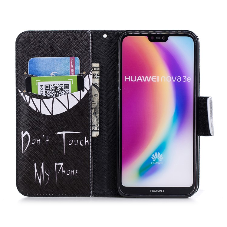 Patterned PU Leather Wallet Stand Protective Phone Casing for Huawei P20 Lite / Nova 3e (China) - Do not Touch My Phone-8