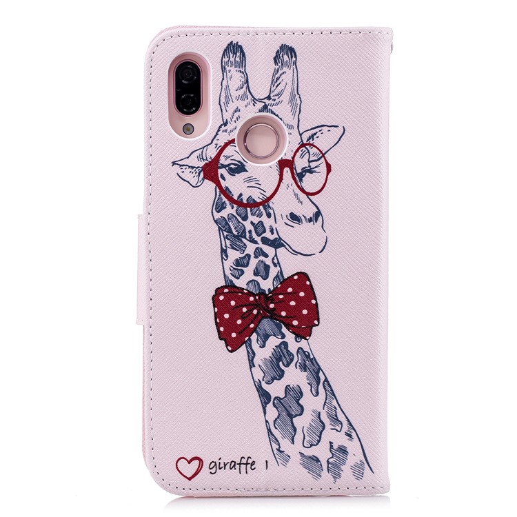С Рисунком PU Кожаный Стенд Кошелек Оболочки Корпуса Для Huawei P20 Lite / Nova 3e (Китай) - Жираф В Очках-3