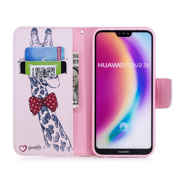 С Рисунком PU Кожаный Стенд Кошелек Оболочки Корпуса Для Huawei P20 Lite / Nova 3e (Китай) - Жираф В Очках-8