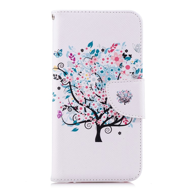 Patterned PU Leather Wallet Stand Case with Card Holders for Huawei P20 Lite / Nova 3e (China) - Floret Tree-2