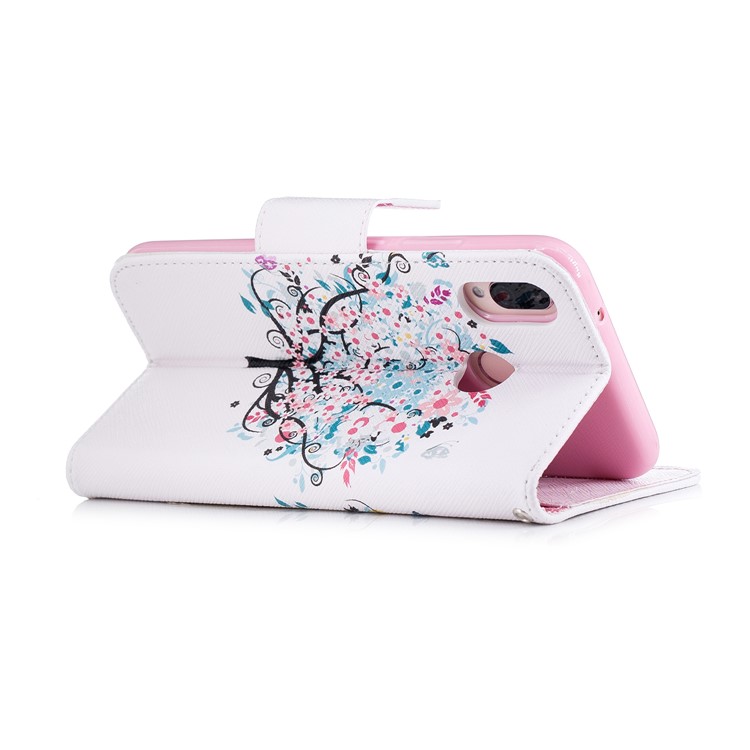 Patterned PU Leather Wallet Stand Case with Card Holders for Huawei P20 Lite / Nova 3e (China) - Floret Tree-4