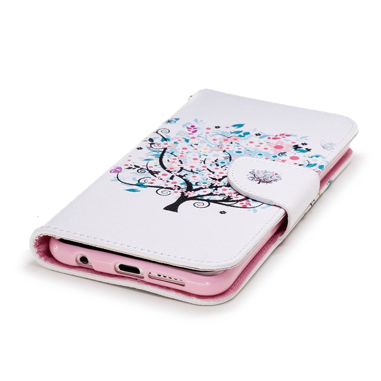 Patterned PU Leather Wallet Stand Case with Card Holders for Huawei P20 Lite / Nova 3e (China) - Floret Tree-6