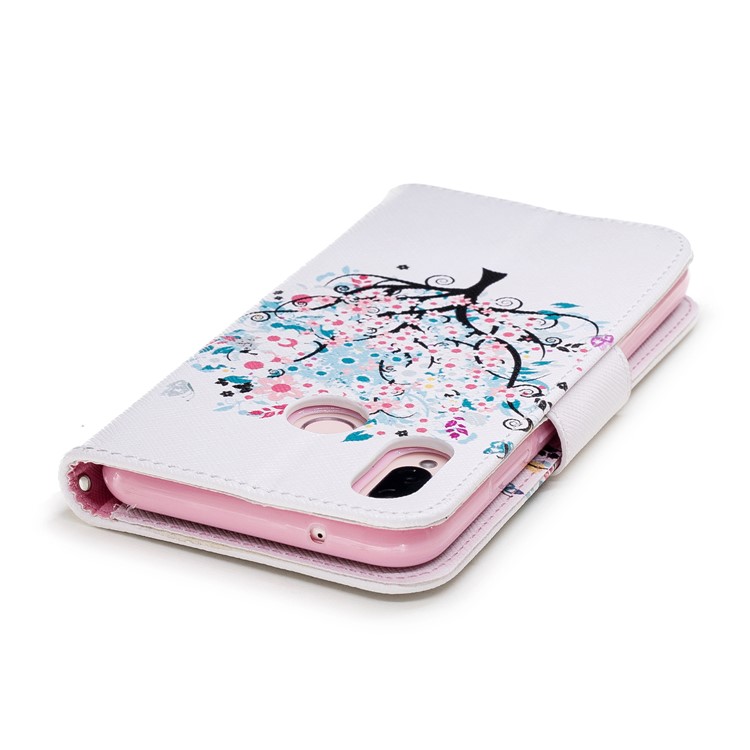 Patterned PU Leather Wallet Stand Case with Card Holders for Huawei P20 Lite / Nova 3e (China) - Floret Tree-7