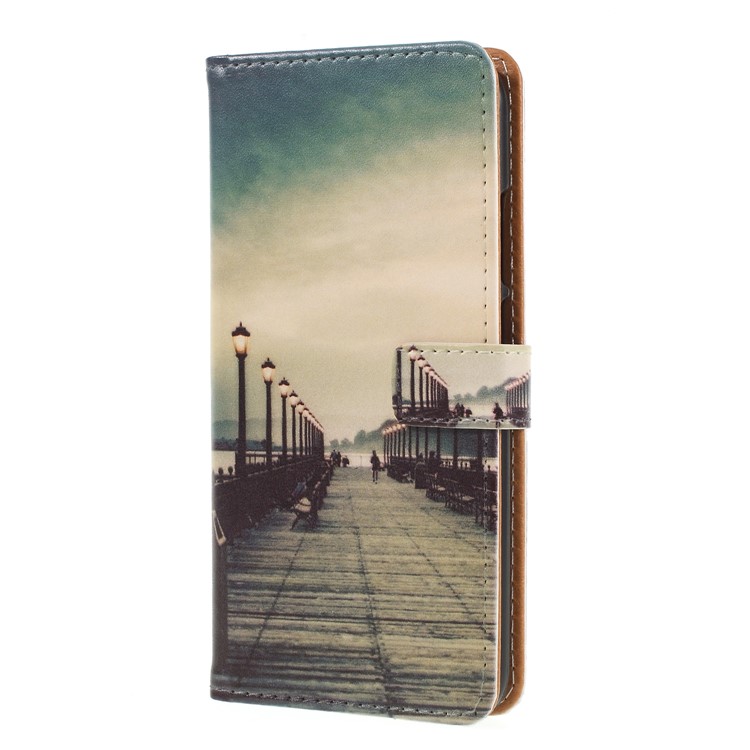 Pattern Printing Wallet PU Leather Phone Case Cover with Stand for Huawei P20 Lite / Nova 3e (China) - Dock at Sunset-1