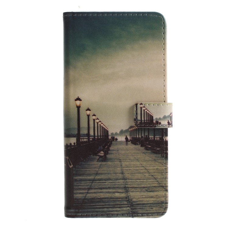 Pattern Printing Wallet PU Leather Phone Case Cover with Stand for Huawei P20 Lite / Nova 3e (China) - Dock at Sunset-3
