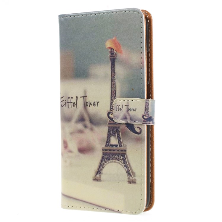 Pattern Printing Wallet Leather Protection Folio Stand Cover for Huawei P20 Lite / Nova 3e (China) - Eiffel Tower-1