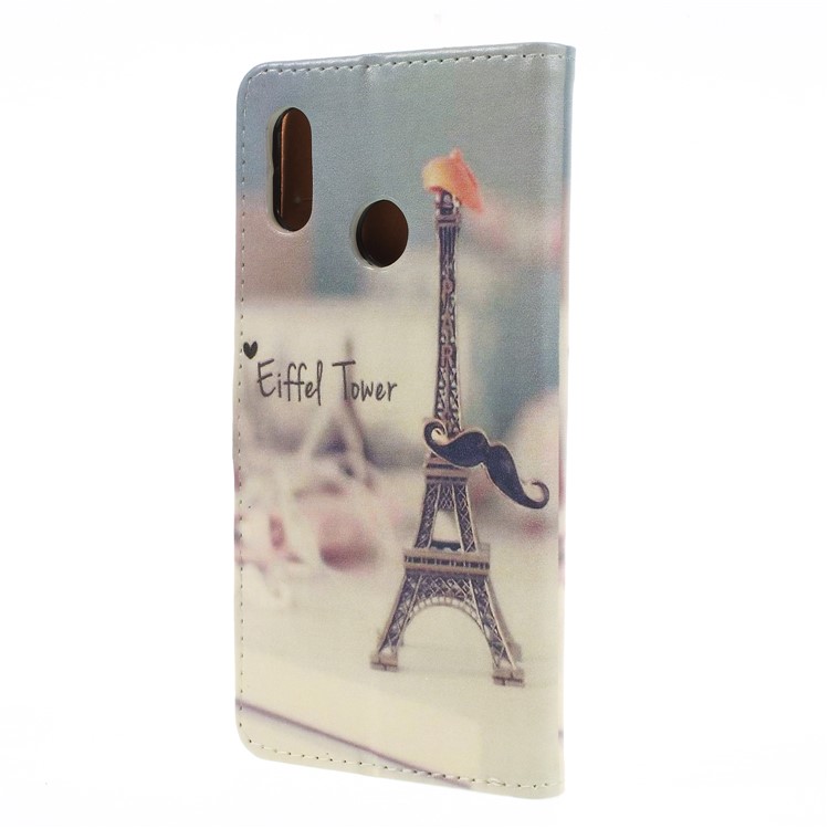 Pattern Printing Wallet Leather Protection Folio Stand Cover for Huawei P20 Lite / Nova 3e (China) - Eiffel Tower-2