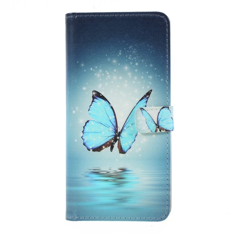 Pattern Printing Wallet Leather Protective Case Accessory with Stand for Huawei P20 Lite / Nova 3e (China) - Blue Butterfly-3